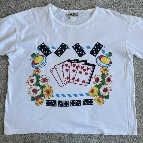 80's 90's Vintage Single Stitch Live Wire Retro Game Night Graphic T Shirt M/L - Picture 6 of 14